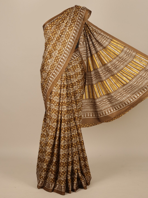 

Pothys Brown & Cream-Coloured Jute Silk Saree