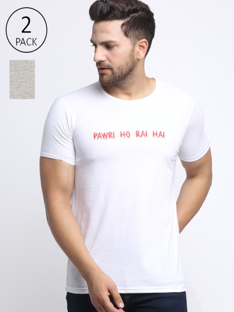 

VIMAL JONNEY Men White & Grey Typography 2 T-shirt