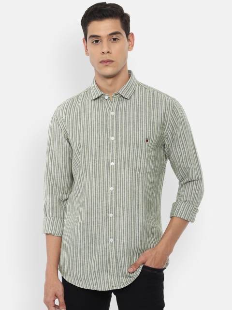 

Louis Philippe Jeans Men Olive Slim Fit Striped Casual Shirt