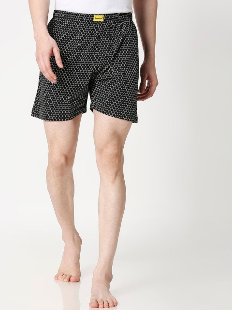 

Bewakoof Men Black & White Printed Pure Cotton Boxers 303934