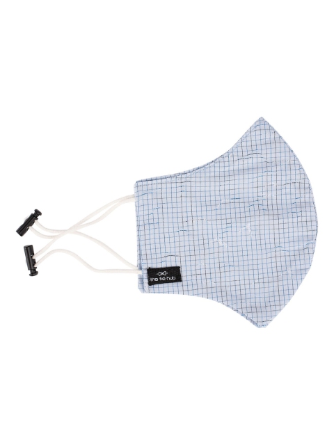 Tie Hub Unisex Blue Solid 2-Ply Adjustable Reusable Cloth Mask, White