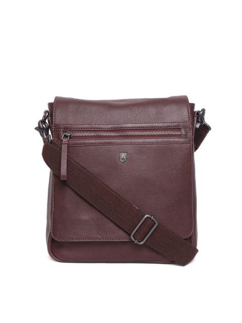

TOM LANG LONDON Unisex Burgundy Leather Messenger Bag