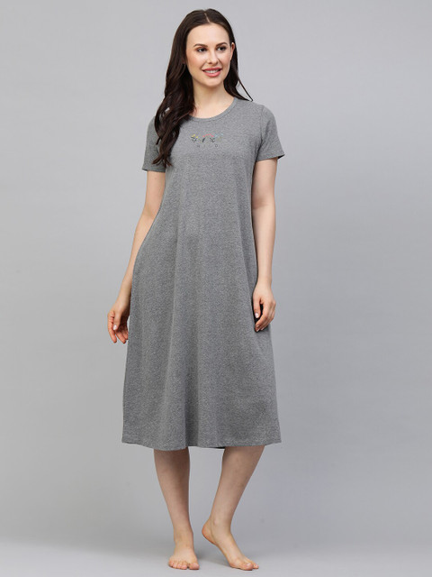 

Chemistry Grey Solid Nightdress