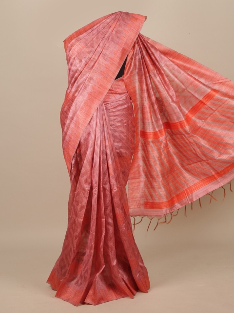 

Pothys Pink & Orange Silk Blend Saree