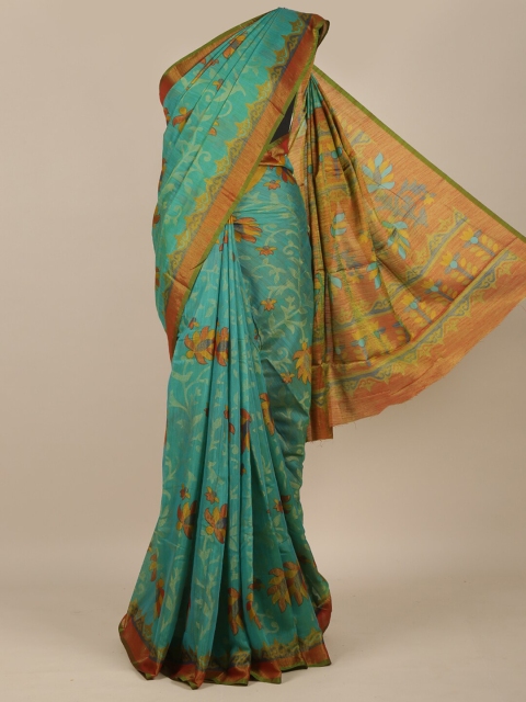 

Pothys Women Sea Green Jute Silk Saree