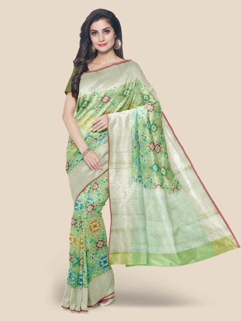 

KLM Fashion Mall Green Ethnic Motifs Cotton Blend Saree
