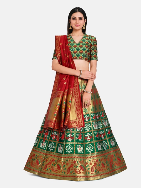 

MIMOSA Gold & Green Semi-Stitched Lehenga & Blouse with Dupatta
