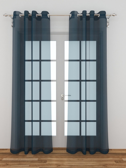 Home Centre Blue Set of 2 Solid Sheer Door Curtain