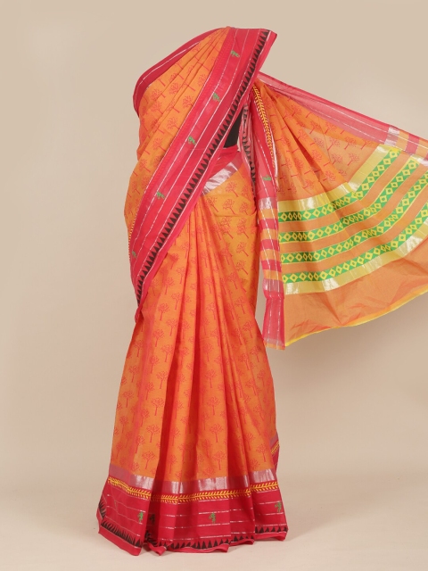 

Pothys Orange & Pink Woven Design Zari Pure Cotton Saree