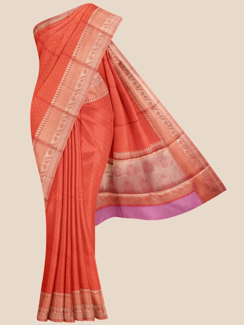 

Kalamandir Orange & Cream-Coloured Ethnic Motifs Pure Cotton Saree