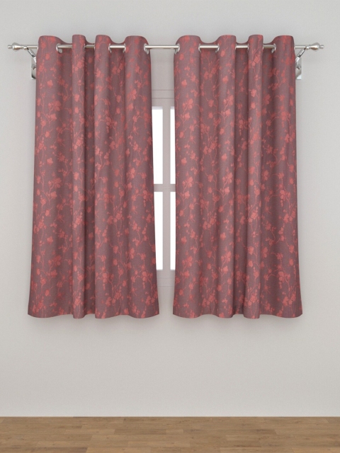 

Home Centre Grey & Peach-Coloured Set of 2 Floral Window Curtains
