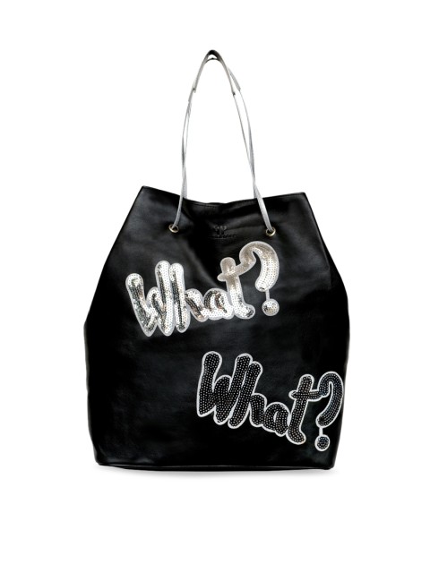 

Pink Potato Women Black Embellished Bucket Bag