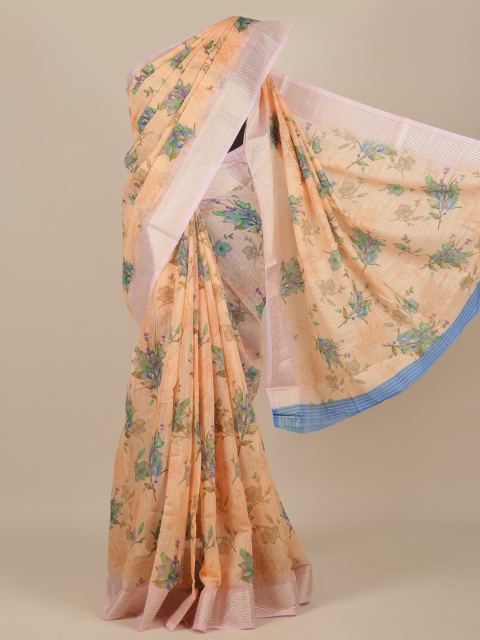 

Pothys Women Peach Cotton Blend Saree