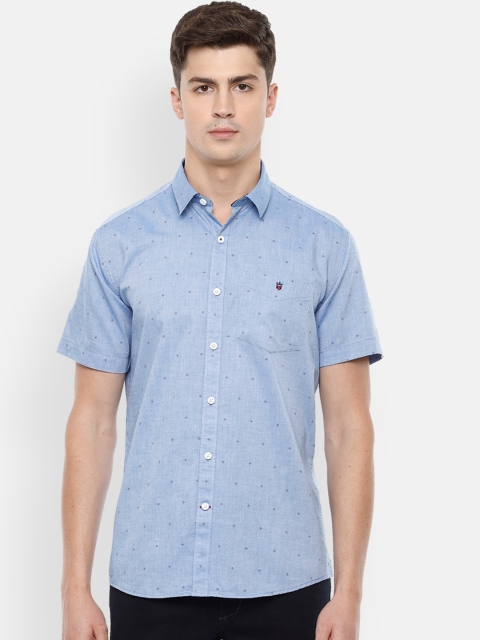 Louis Philippe Sport Men Blue Slim Fit Printed Cotton Casual Shirt