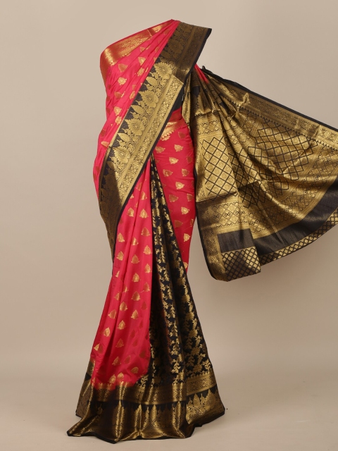 

Pothys Pink & Brown Woven Design Jute Silk Saree