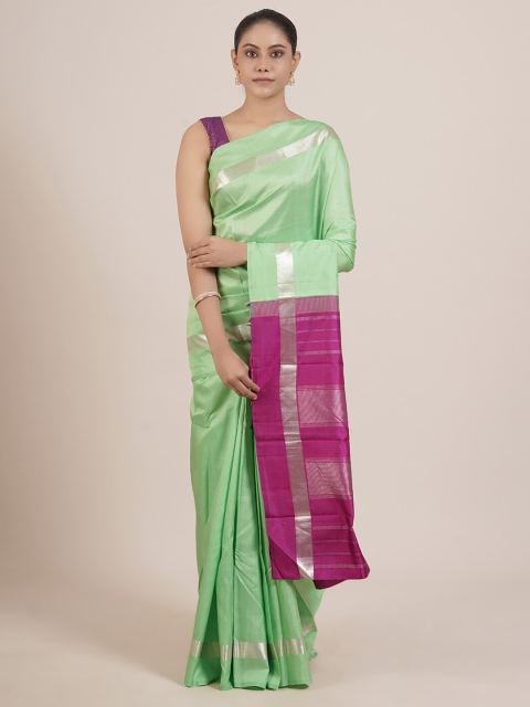 

Pothys Green & Pink Zari Pure Silk Kanjeevaram Saree