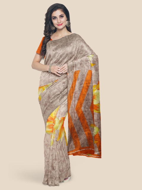 

Kalamandir Brown & Mustard Floral Silk Blend Saree