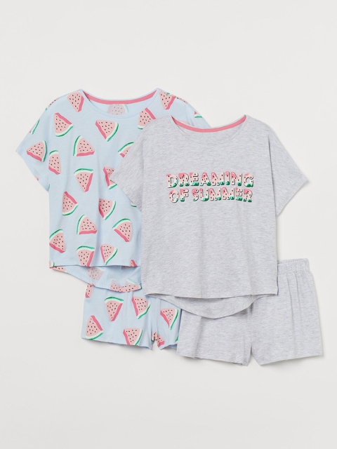 

H&M Girls Pack of 2 Jersey Pure Cotton Clothing Set, Grey