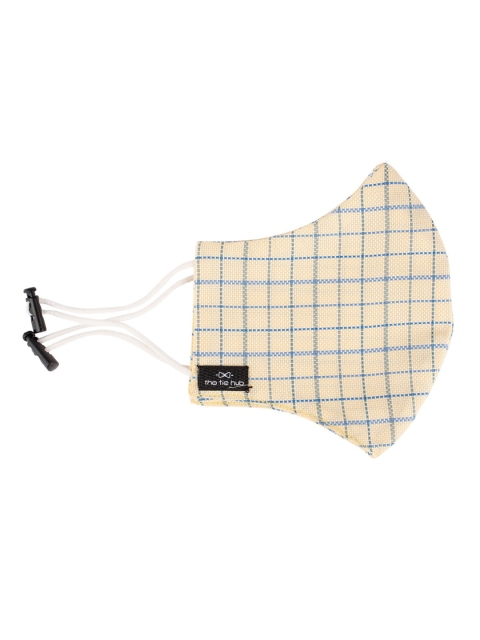 

The Tie Hub Unisex Yellow & Blue Checked 2-Ply Reusable Pure Cotton Cloth Masks