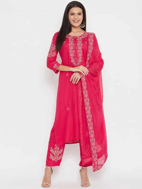 

Prakhya Women Pink Ethnic Motifs Printed Kurta with Churidar & With Dupatta