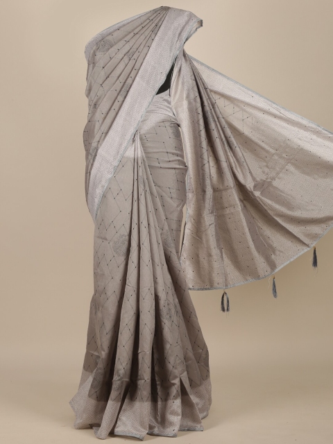 

Pothys Grey & Black Cotton Blend Saree