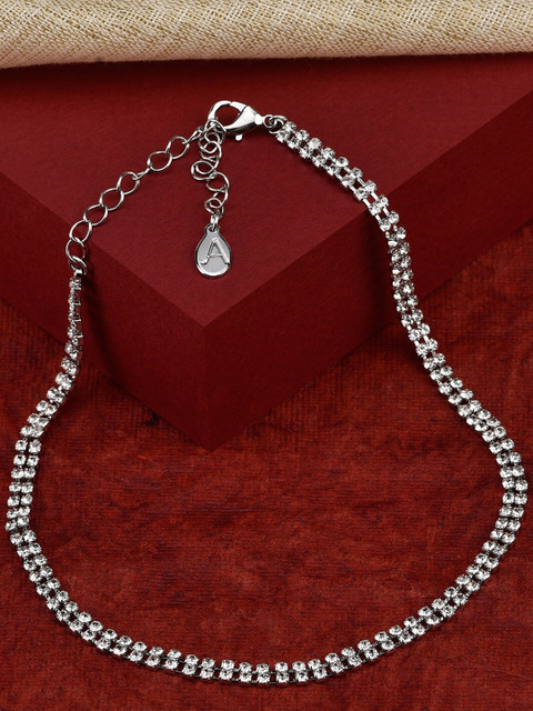

Accessorize Silver & White Silver-Plated Choker Necklace
