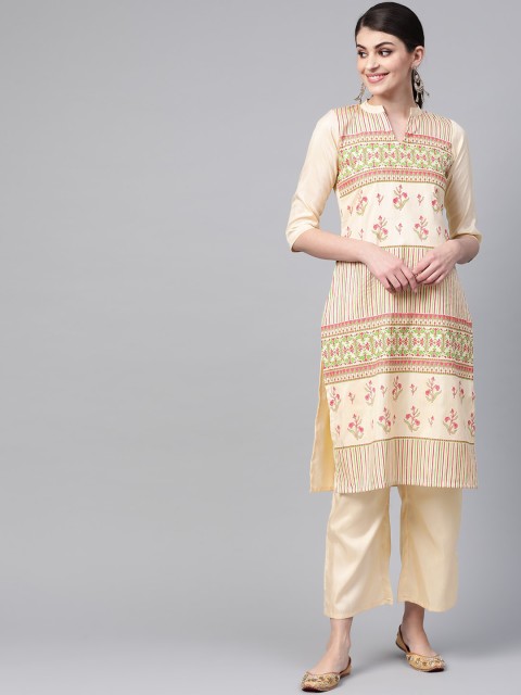 

ZIYAA Women Cream Kurta with Trousers