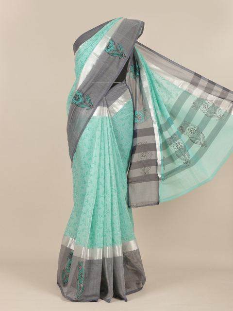 

Pothys Sea Green & Grey Pure Cotton Saree