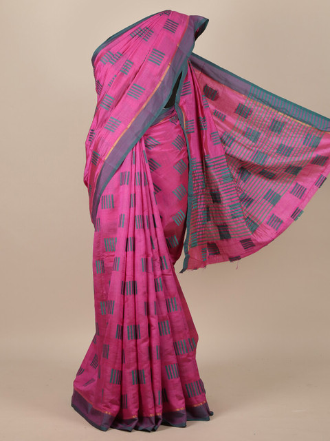 

Pothys Purple & Blue Jute Silk Saree