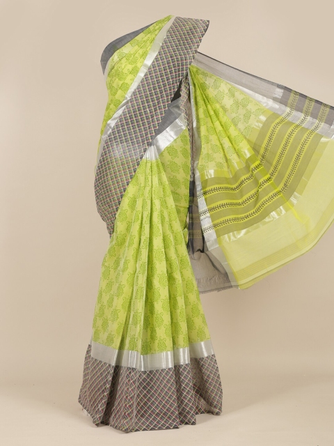 

Pothys Green & Grey Pure Cotton Saree