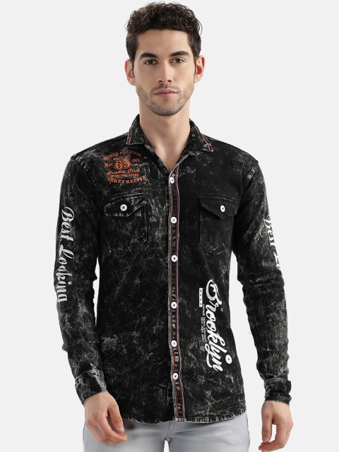 

V2 Value & Variety Men Black Slim Fit Printed Casual Shirt