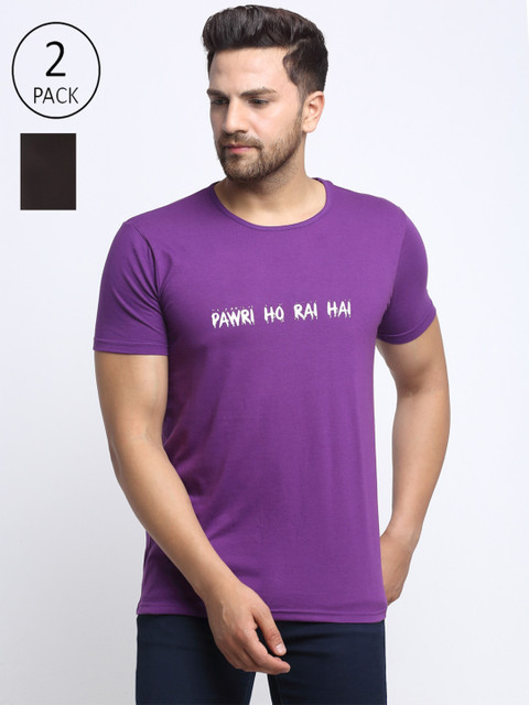 

VIMAL JONNEY Men Purple Typography 2 Printed Applique T-shirt