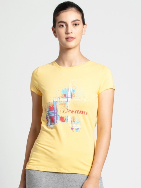 

Jockey Women Yellow Printed T-shirt
