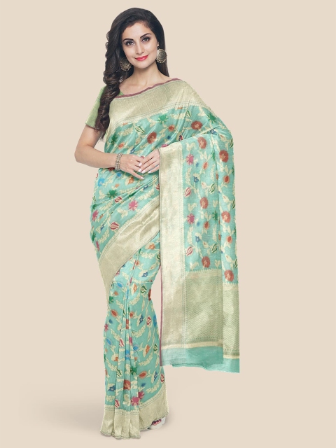 

Kalamandir Green Floral Zari Banarasi Saree
