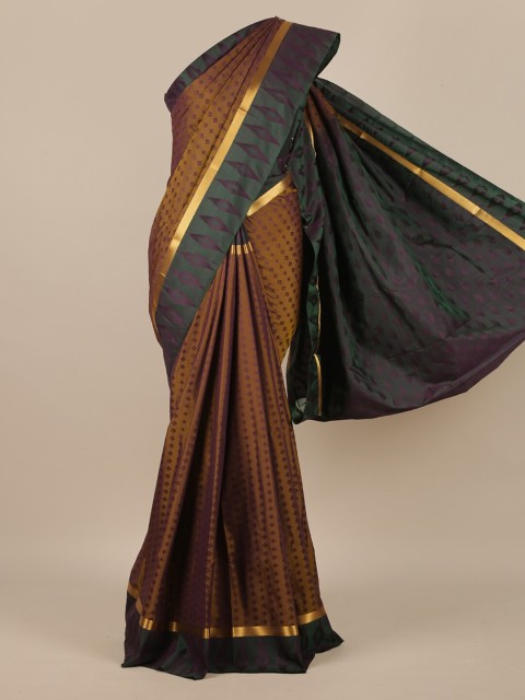 

Pothys Brown & Green Woven Design Zari Jute Silk Saree
