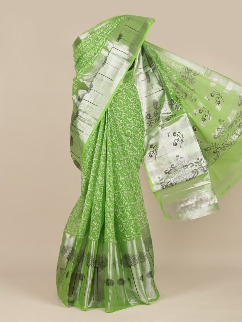 Pothys Green Floral Zari Pure Cotton Saree