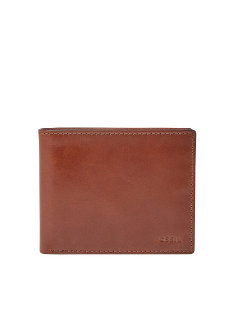 

Fossil Men Brown Solid Leather Two Fold Wallet