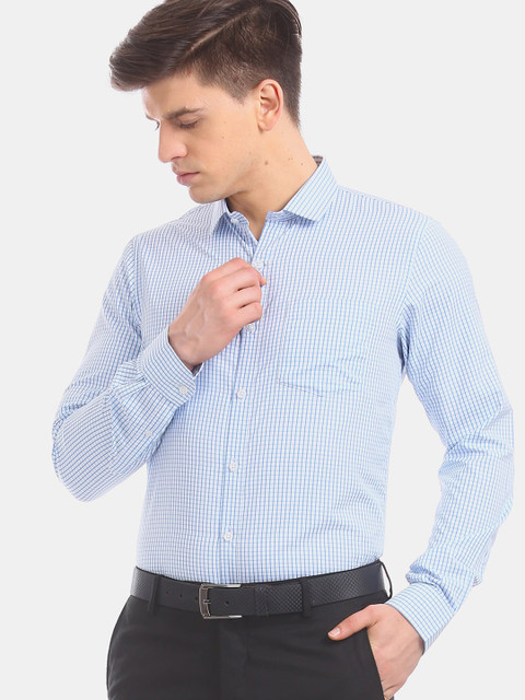 

Excalibur Men Blue Checked Formal Shirt