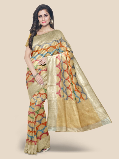 

KLM Fashion Mall Beige Woven Design Zari Banarasi Saree