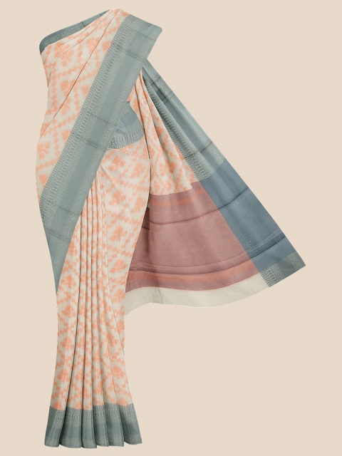 

KLM Fashion Mall Peach & White Ethnic Motifs Pure Cotton Kota Saree