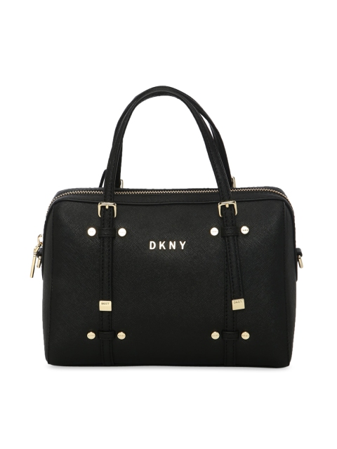 

DKNY Black Embellished Leather Structured Handheld Bag