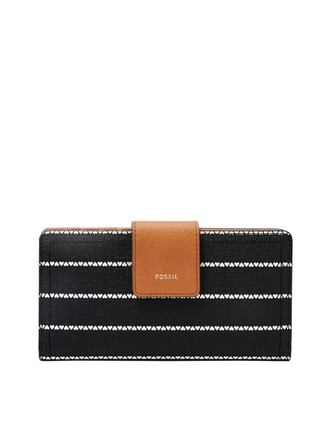 

Fossil Women Black & White Striped Two Fold Wallet