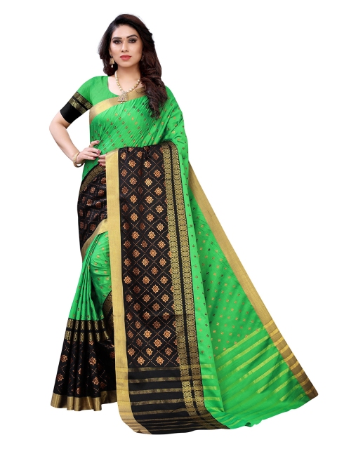 

KALINI Green & Black Colourblocked Zari Art Silk Saree