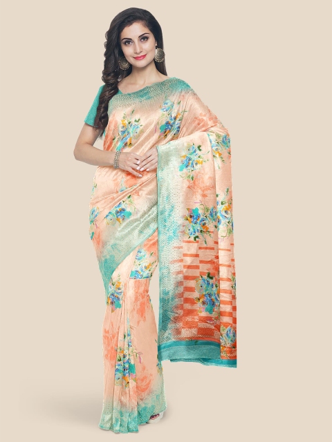

Kalamandir Peach Floral Silk Blend Saree