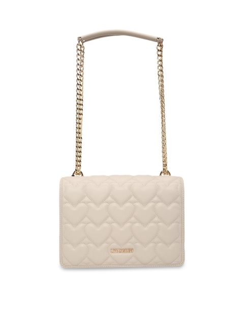 

LOVE MOSCHINO Cream Textured Sling Quilted Bag