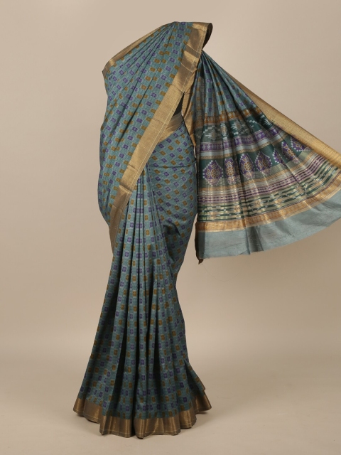 

Pothys Green & Blue Jute Silk Saree