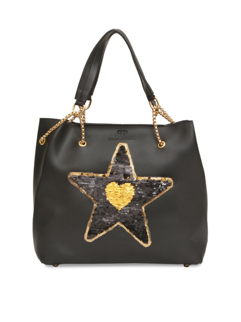 

Pink Potato Black Leather Applique Shopper Shoulder Bag