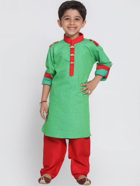 

JBN Creation Boys Green Pure Cotton Kurti with Dhoti Pants