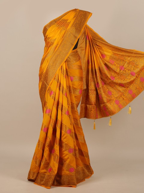 

Pothys Yellow Woven Design Jute Silk Saree