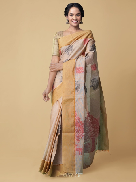 

Unnati Silks Brown & Black Pure Cotton Uppada Handloom Saree